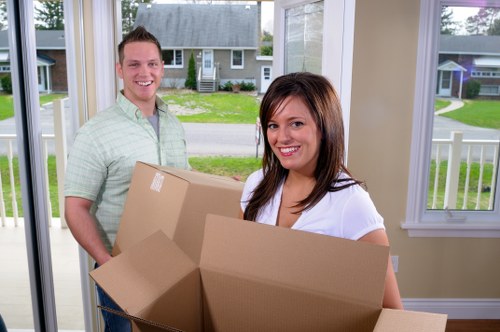 Packed moving boxes ready for house removals in Twickenham