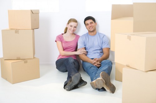 Packed boxes ready for a home move in Twickenham