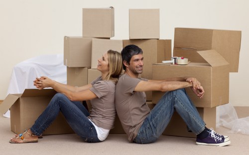 Organized Twickenham storage unit with boxes and furniture