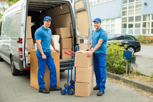 Professional moving service operating on a residential street in Twickenham
