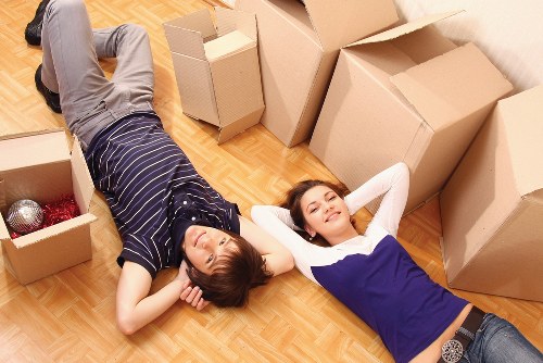 Professional office movers handling furniture and equipment in a Twickenham business move